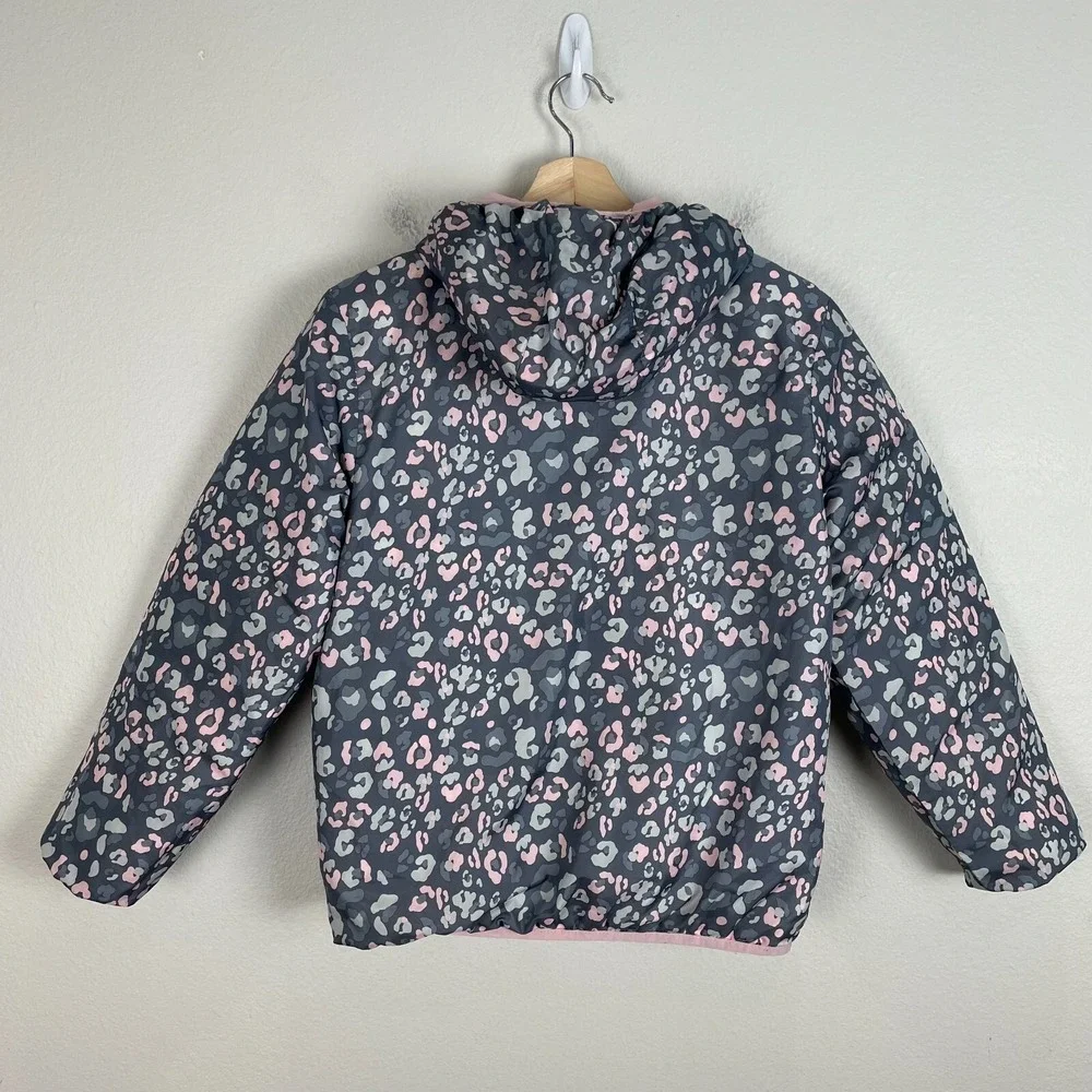 Eddie Bauer Girls Large 14/16‎ Reversible Puffer Down Jacket Zip Up Hooded